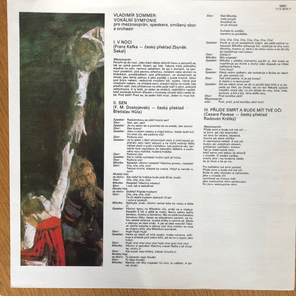 Vladimír Sommer / Jiří Jaroch : The Vocal Symphony = Vokální Symfonie / The Old Man And The Sea = Stařec A Moře (LP)