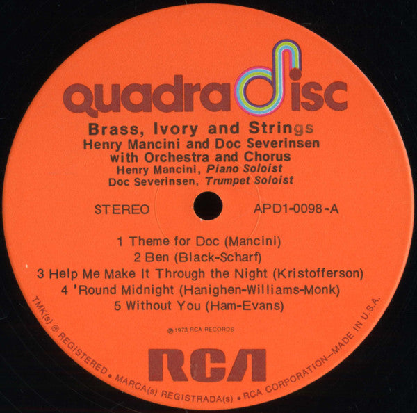 Henry Mancini And Doc Severinsen : Brass, Ivory & Strings (LP, Album, Quad)