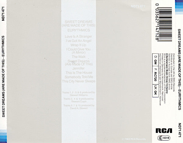 Eurythmics : Sweet Dreams (Are Made Of This) (CD, Album, RE, PDO)