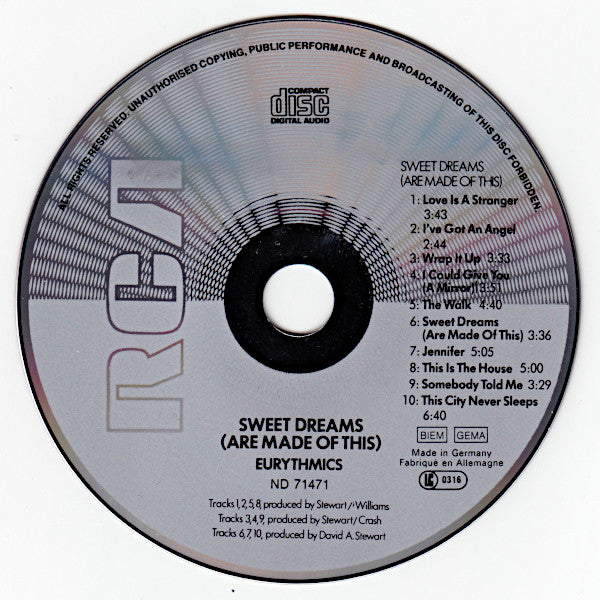 Eurythmics : Sweet Dreams (Are Made Of This) (CD, Album, RE, PDO)