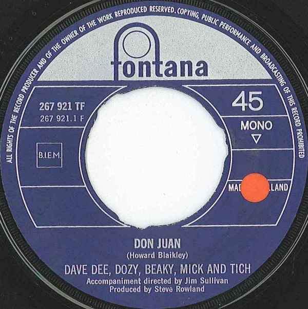 Dave Dee, Dozy, Beaky, Mick & Tich : Don Juan (7", Single, Mono)