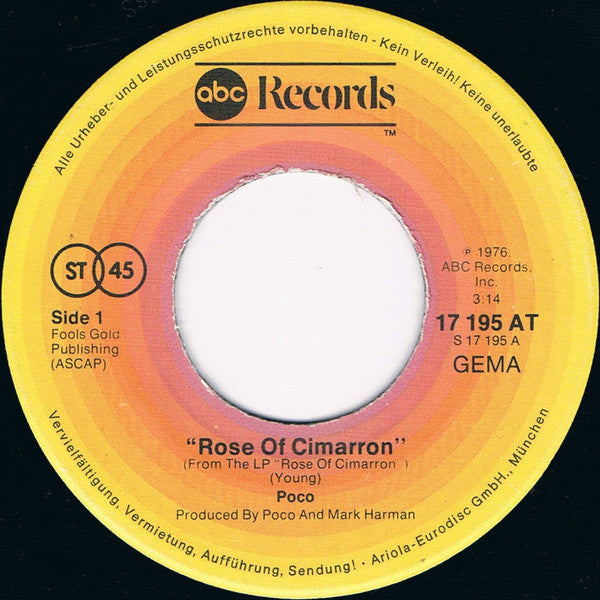 Poco (3) : Rose Of Cimarron (7", Single)