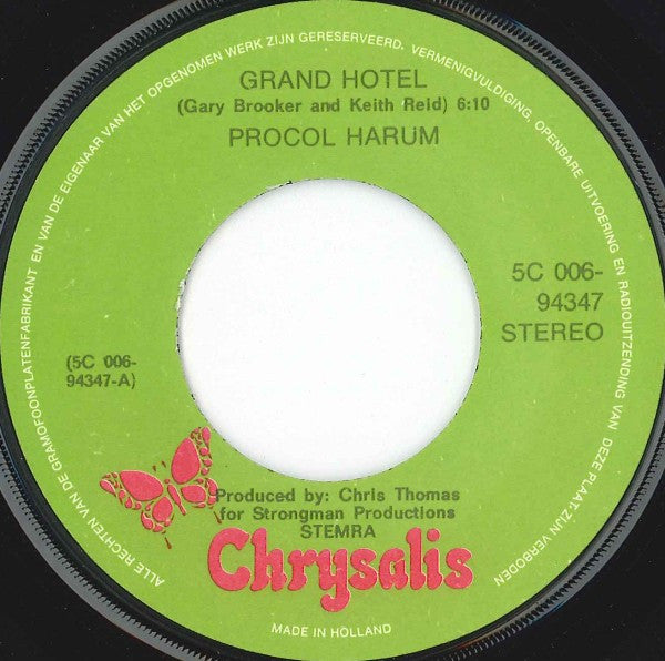 Procol Harum : Grand Hotel / A Rum Tale (7", Single)