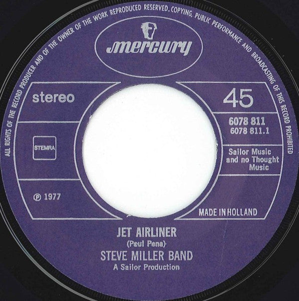 Steve Miller Band : Jet Airliner (7", Single)