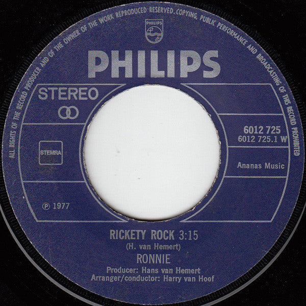 Ronnie (24) : Rickety Rock / Catch Me If You Can (7", Single)
