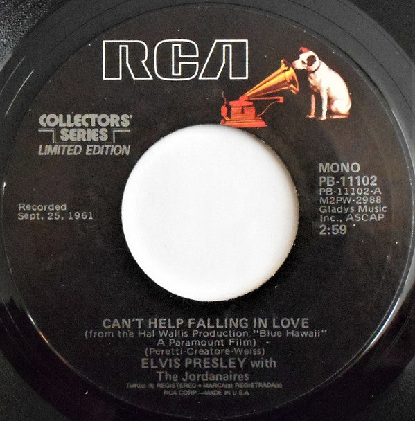 Elvis Presley With The Jordanaires : Can't Help Falling In Love / Rock-A-Hula Baby (7", Single, Mono, Ltd, RE, Styrene, Ter)