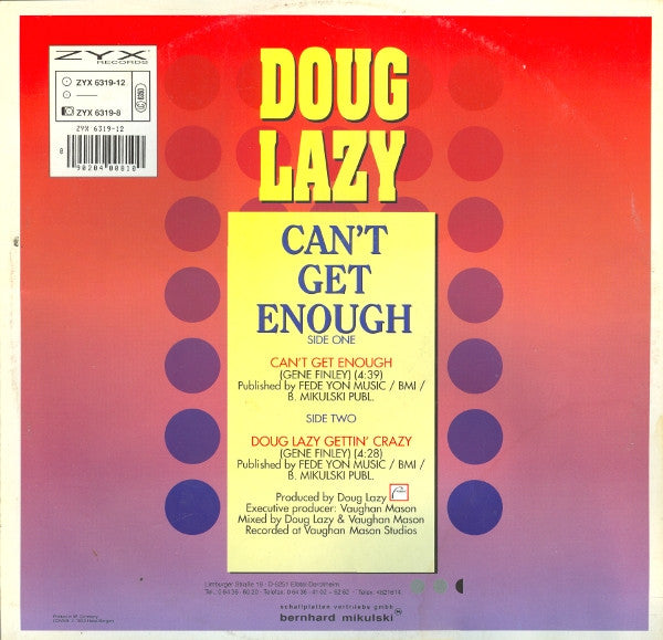 Doug Lazy : Can't Get Enough (12")