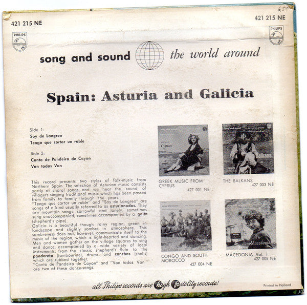Various : Spain: Asturia And Galicia (7", Mono)