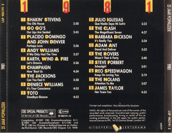 Various : 25 Jaar Popmuziek - 1982 (CD, Comp, +Bo)