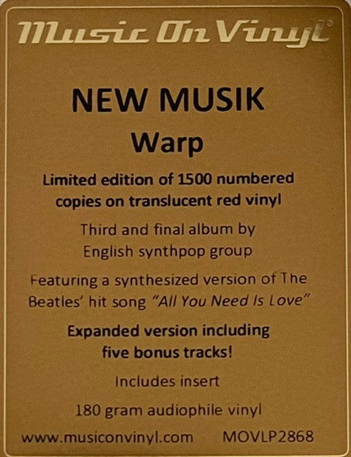 New Musik : Warp (LP, Album, RE, Red + LP, Comp, Red + Ltd, Num)