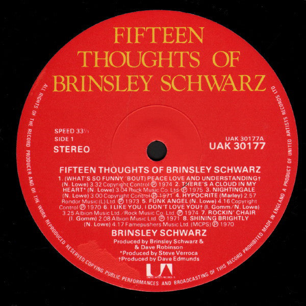 Brinsley Schwarz : Fifteen Thoughts Of Brinsley Schwarz (LP, Comp)