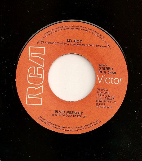 Elvis* : My Boy (7", Single)