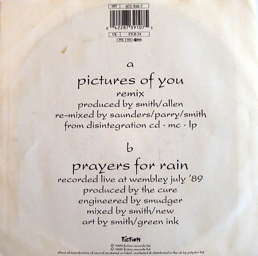 The Cure : Pictures Of You (7", Single, Lar)