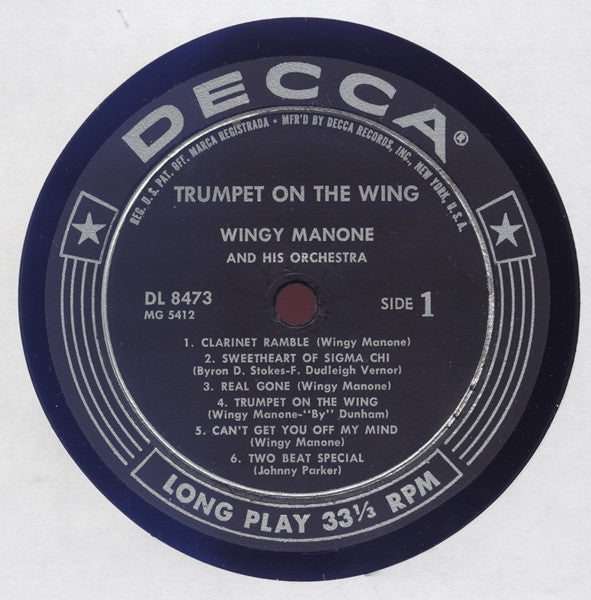 Wingy Manone & His Orchestra : Trumpet On The Wing (LP, Mono)