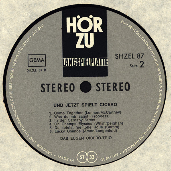 Eugen Cicero : Und Jetzt Spielt Cicero (LP, Album, Gre)