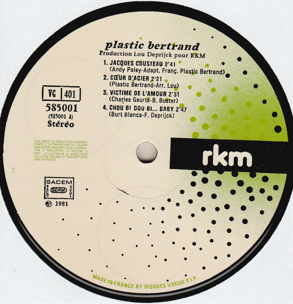 Plastic Bertrand : Plastic Bertrand (10", MiniAlbum)