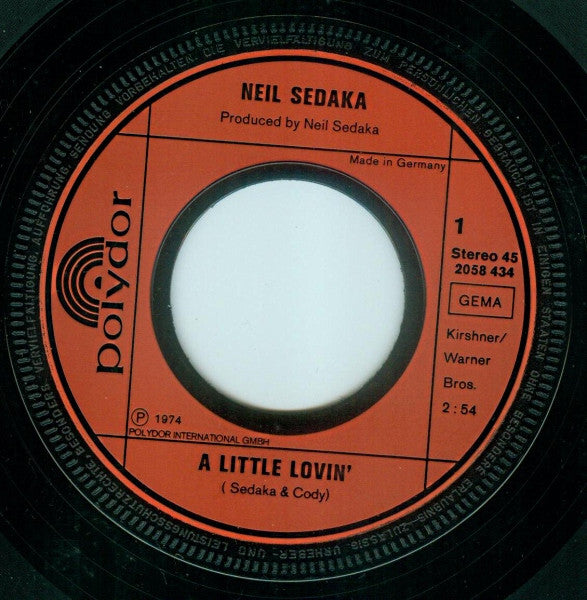 Neil Sedaka : A Little Lovin' (7", Single)