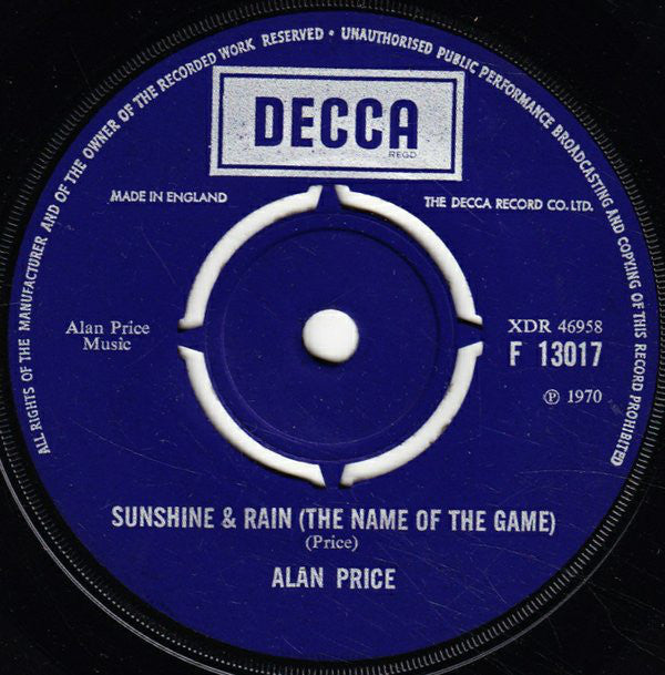 Alan Price : Sunshine & Rain (The Name Of The Game) (7")