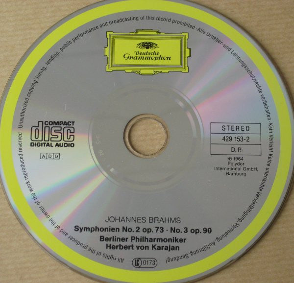Johannes Brahms, Berliner Philharmoniker, Herbert von Karajan : Symphonien Nr. 2 & 3 (CD, RM)