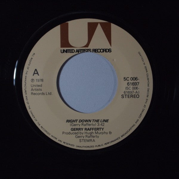 Gerry Rafferty : Right Down The Line (7", Single)