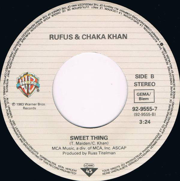 Rufus And Chaka Khan* : Ain't Nobody (7", Single)