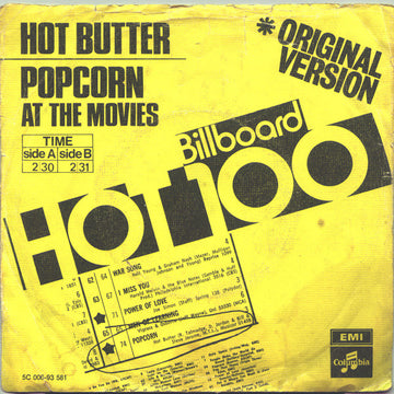 Hot Butter : Popcorn (7", Single, Yel)