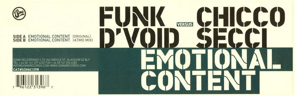 Funk D'Void Versus Chicco Secci : Emotional Content (12")