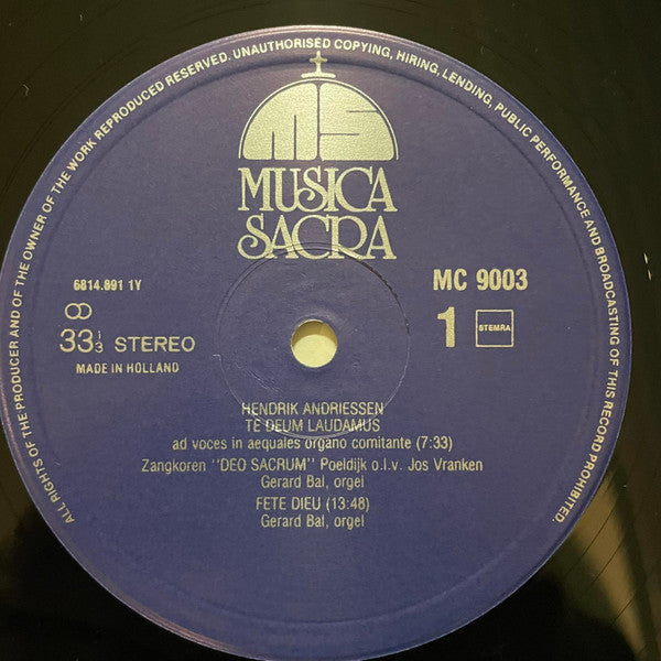 Hendrik Andriessen, Gerard Bal, Jos Vranken, Zangkoren Deo Sacrum : Hendrik Andriessen 1892-1981 (LP)