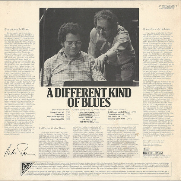 Itzhak Perlman, André Previn, Shelly Manne, Jim Hall, Red Mitchell : A Different Kind Of Blues (LP)