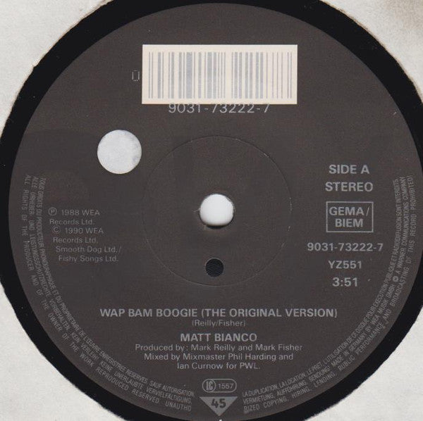 Matt Bianco : Wap Bam Boogie (7")