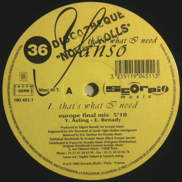 Yanso : That's What I Need (12")