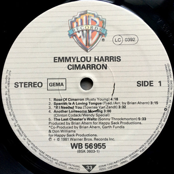 Emmylou Harris : Cimarron (LP, Album)