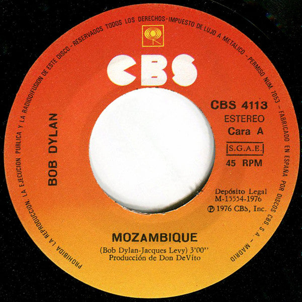 Bob Dylan : Mozambique (7", Single)