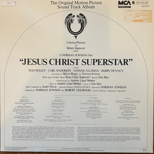 Various : Jesus Christ Superstar (The Original Motion Picture Sound Track Album)  (2xLP, RE, Gat)