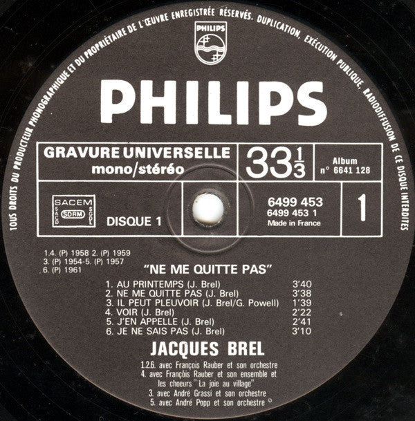Jacques Brel : Ne Me Quitte Pas (2xLP, Comp, Gat)