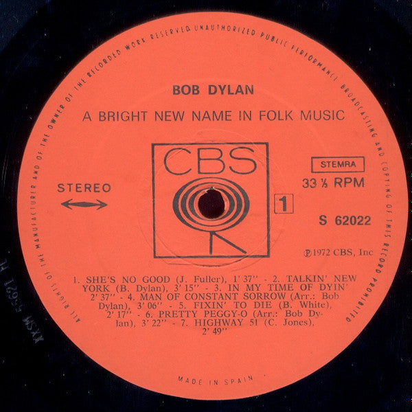 Bob Dylan : Bob Dylan (LP, Album, RE)