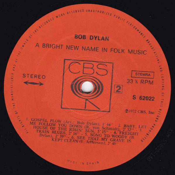 Bob Dylan : Bob Dylan (LP, Album, RE)