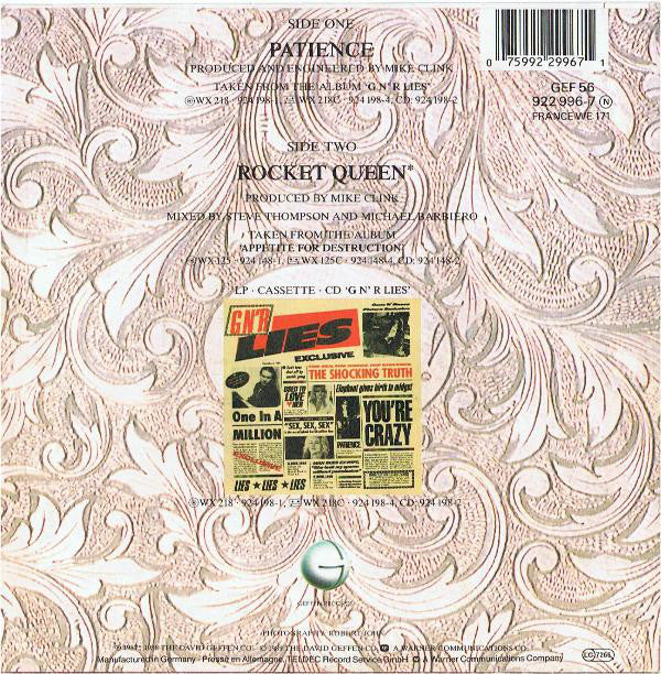 Guns N' Roses : Patience (7", Single, Sol)