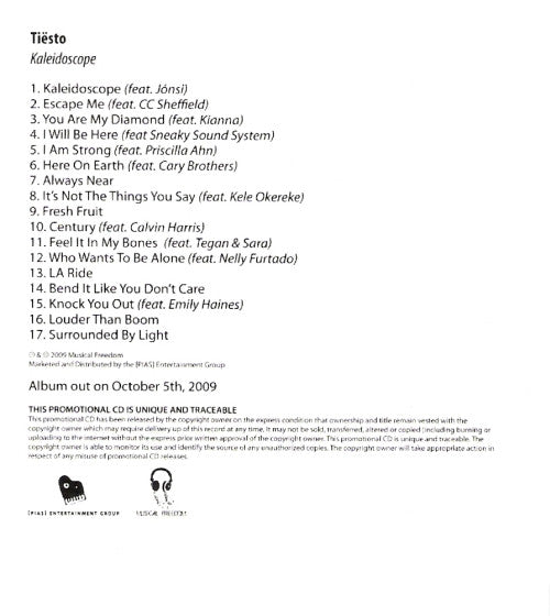 DJ Tiësto : Kaleidoscope (CDr, Album, Promo)