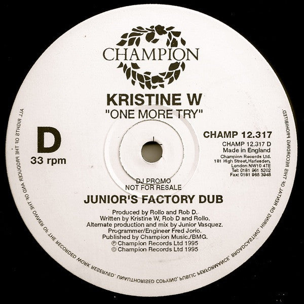 Kristine W : One More Try (2x12", Promo)
