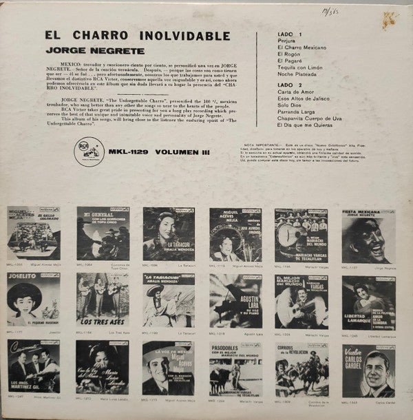 Jorge Negrete : Perjura Y Otros Éxitos - El Charro Inolvidable - Vol. III (LP, Comp)