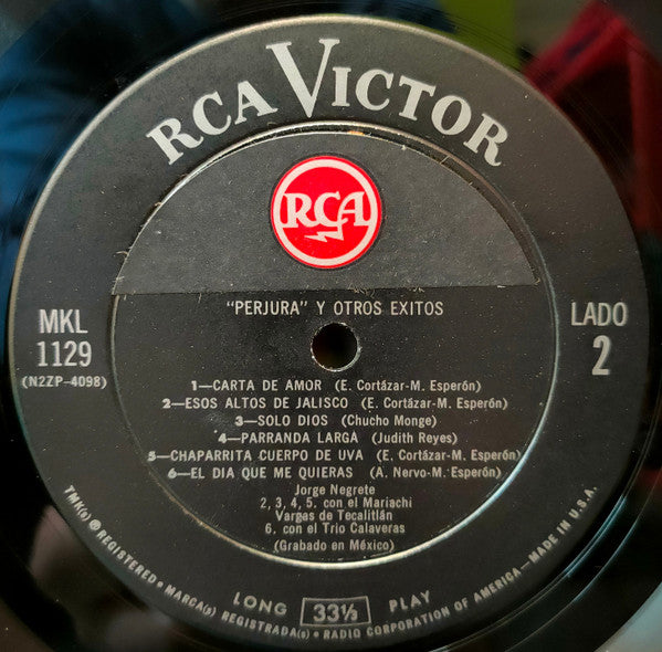 Jorge Negrete : Perjura Y Otros Éxitos - El Charro Inolvidable - Vol. III (LP, Comp)