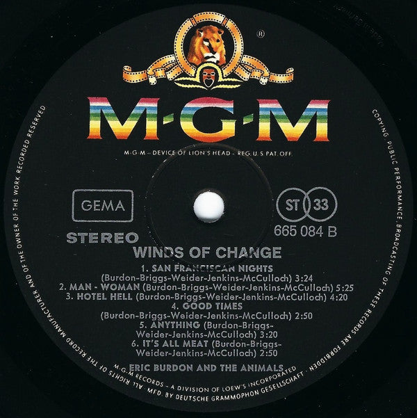 Eric Burdon & The Animals : Winds Of Change (LP, Album)