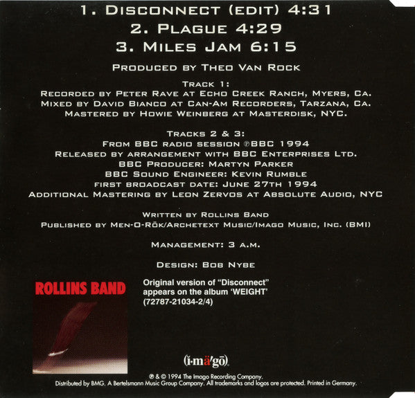 Rollins Band : Disconnect (CD, Single)