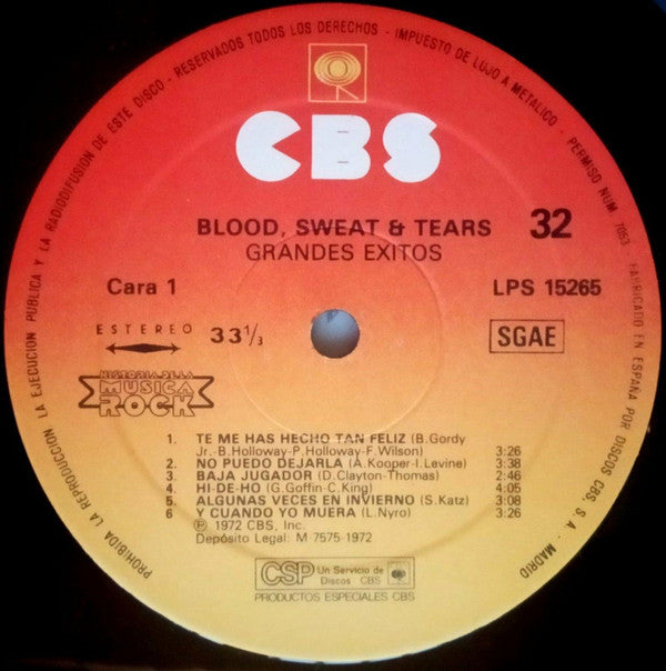 Blood, Sweat And Tears : Grandes Exitos (LP, Comp)