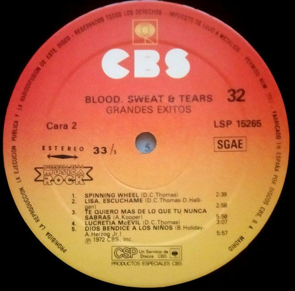 Blood, Sweat And Tears : Grandes Exitos (LP, Comp)