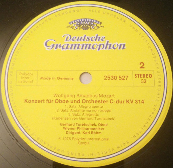 Wolfgang Amadeus Mozart - Karl Böhm / Wiener Philharmoniker / Gerhard Turetschek / Werner Tripp : Flötenkonzert (Flute Concerto) Nr. 1 / Oboenkonzert (Oboe Concert) (LP, Album)