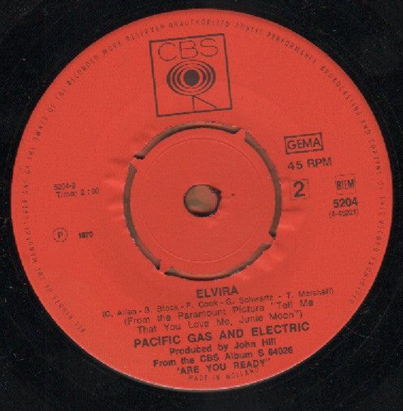 Pacific Gas & Electric : Father Come On Home / Elvira (7", Single, Pus)