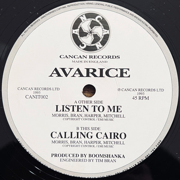 Avarice : Listen To Me (12")