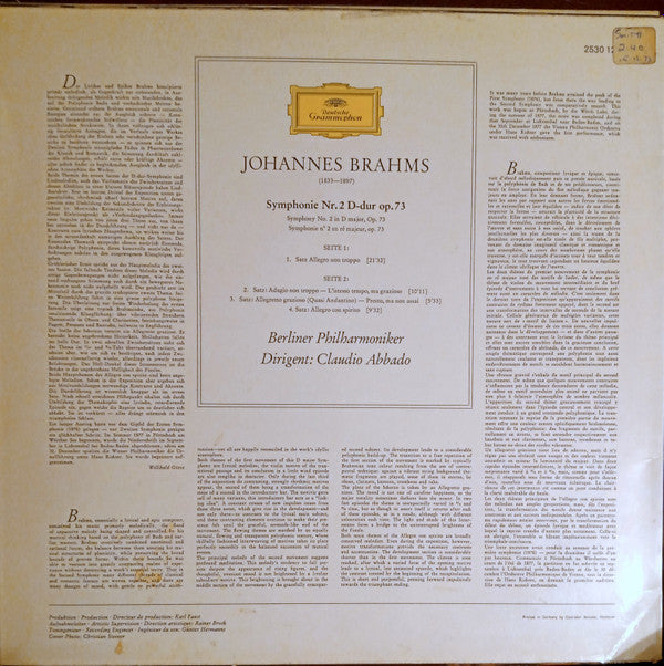 Johannes Brahms / Berliner Philharmoniker · Claudio Abbado : Symphonie Nr. 2 (LP)
